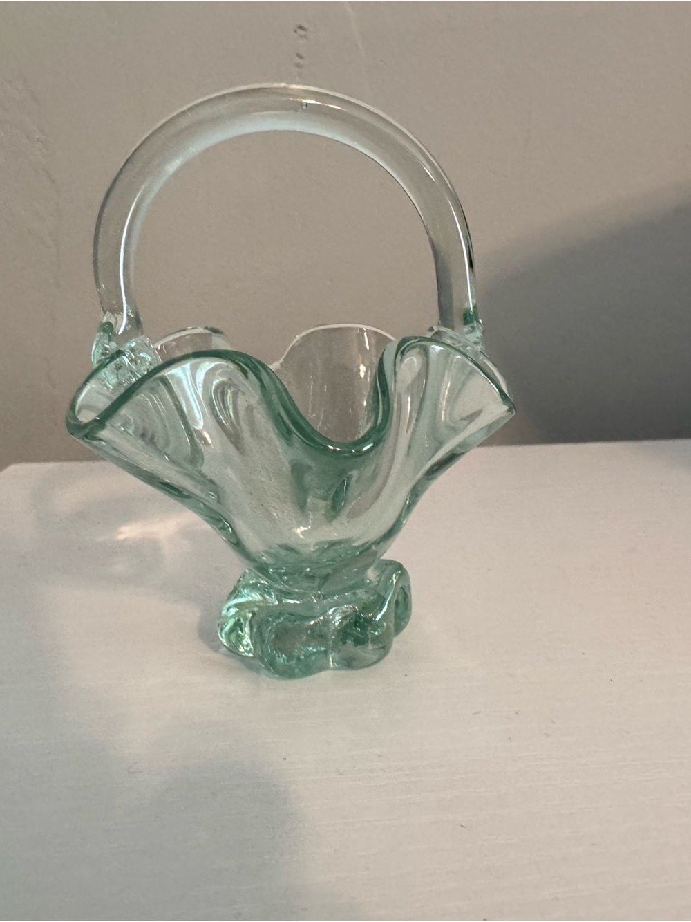 Vintage GLASS BASKET / TOOTHPICK HOLDER ~Rosenthal Netter ~Made in Spain ~Green